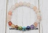 CGB6266 8mm pink aventurine 7 chakra beaded mala stretchy bracelets