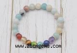 CGB6270 8mm amazonite 7 chakra beaded mala stretchy bracelets