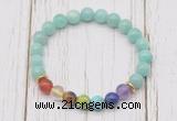 CGB6272 8mm peru amazonite 7 chakra beaded mala stretchy bracelets