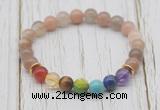 CGB6318 8mm rainbow moonstone 7 chakra beaded mala stretchy bracelets