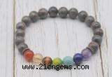 CGB6326 8mm rainbow labradorite 7 chakra beaded mala stretchy bracelets