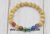 CGB6329 8mm golden tiger eye 7 chakra beaded mala stretchy bracelets