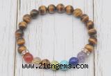 CGB6331 8mm yellow tiger eye 7 chakra beaded mala stretchy bracelets