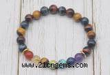 CGB6334 8mm colorfull tiger eye 7 chakra beaded mala stretchy bracelets