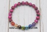 CGB6335 8mm red tiger eye 7 chakra beaded mala stretchy bracelets