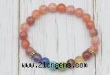 CGB6353 8mm fire agate 7 chakra beaded mala stretchy bracelets