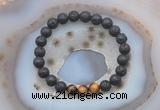 CGB6400 8mm round black lava & yellow tiger eye beaded bracelets