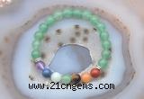 CGB6429 8mm round green aventurine 7 chakra beads bracelet wholesale