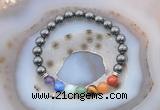 CGB6435 8mm round hematite 7 chakra beads bracelet wholesale