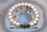 CGB6461 8mm round matte white fossil jasper & smoky quartz beaded bracelets