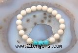 CGB6463 8mm round matte white fossil jasper & turquoise beaded bracelets