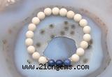 CGB6464 8mm round matte white fossil jasper & sodalite beaded bracelets