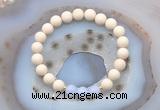 CGB6469 8mm round matte white fossil jasper & blue lace agate beaded bracelets