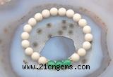 CGB6471 8mm round matte white fossil jasper & green agate beaded bracelets