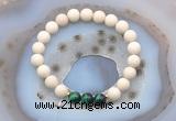 CGB6476 8mm round matte white fossil jasper & green tiger eye beaded bracelets