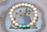 CGB6493 8mm round matte white fossil jasper & blue howlite beaded bracelets