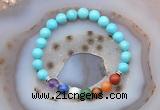 CGB6497 8mm round blue howlite 7 chakra beads bracelet wholesale