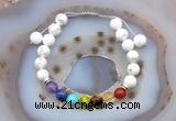 CGB6505 8mm round white howlite 7 chakra beads adjustable bracelets