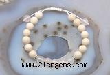 CGB6606 8mm round white fossil jasper & rose quartz adjustable bracelets