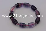 CGB661 7.5 inches 6mm round & 10*14mm drum fluorite bracelet