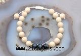 CGB6631 8mm round white fossil jasper & blue tiger eye adjustable bracelets