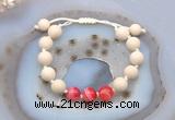 CGB6655 10mm round white fossil jasper & red banded agate adjustable bracelets