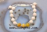 CGB6667 10mm round white fossil jasper & yellow banded agate adjustable bracelets