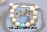 CGB6703 12mm round white fossil jasper & blue howlite adjustable bracelets