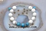 CGB6751 Hand-knotted 10mm round white howlite & apatite adjustable bracelets