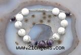 CGB6761 10mm round white howlite & dogtooth amethyst adjustable bracelets