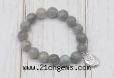 CGB6815 10mm, 12mm faceted labradorite beaded bracelet with alloy pendant