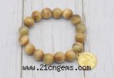 CGB6823 10mm, 12mm golden tiger eye beaded bracelet with alloy pendant