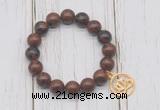 CGB6830 10mm, 12mm mahogany obsidian beaded bracelet with alloy pendant