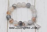 CGB6847 10mm, 12mm montana agate beaded bracelet with alloy pendant