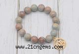 CGB6871 10mm, 12mm serpentine jasper beaded bracelet with alloy pendant