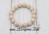 CGB6872 10mm, 12mm white fossil jasper beaded bracelet with alloy pendant