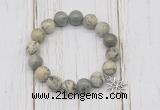 CGB6877 10mm, 12mm greeting pine jasper beaded bracelet with alloy pendant