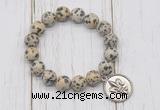 CGB6878 10mm, 12mm dalmatian jasper beaded bracelet with alloy pendant