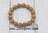 CGB6880 10mm, 12mm wooden jasper beaded bracelet with alloy pendant