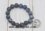 CGB6910 10mm, 12mm matte sodalite beaded bracelet with alloy pendant