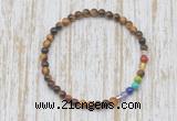 CGB7002 7 chakra 4mm yellow tiger eye beaded meditation yoga bracelets