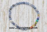 CGB7011 7 chakra 4mm blue spot stone beaded meditation yoga bracelets