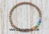 CGB7019 7 chakra 4mm unakite beaded meditation yoga bracelets