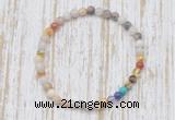 CGB7027 7 chakra 4mm bamboo leaf agate beaded meditation yoga bracelets