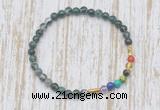 CGB7029 7 chakra 4mm moss agate beaded meditation yoga bracelets