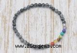 CGB7060 7 chakra 4mm snowflake obsidian beaded meditation yoga bracelets