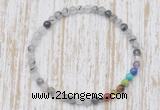 CGB7089 7 chakra 4mm black rutilated quartz beaded meditation yoga bracelets