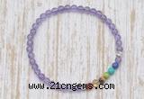 CGB7091 7 chakra 4mm light amethyst beaded meditation yoga bracelets
