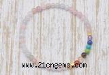 CGB7094 7 chakra 4mm morganite beaded meditation yoga bracelets