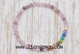 CGB7095 7 chakra 4mm strawberry quartz beaded meditation yoga bracelets